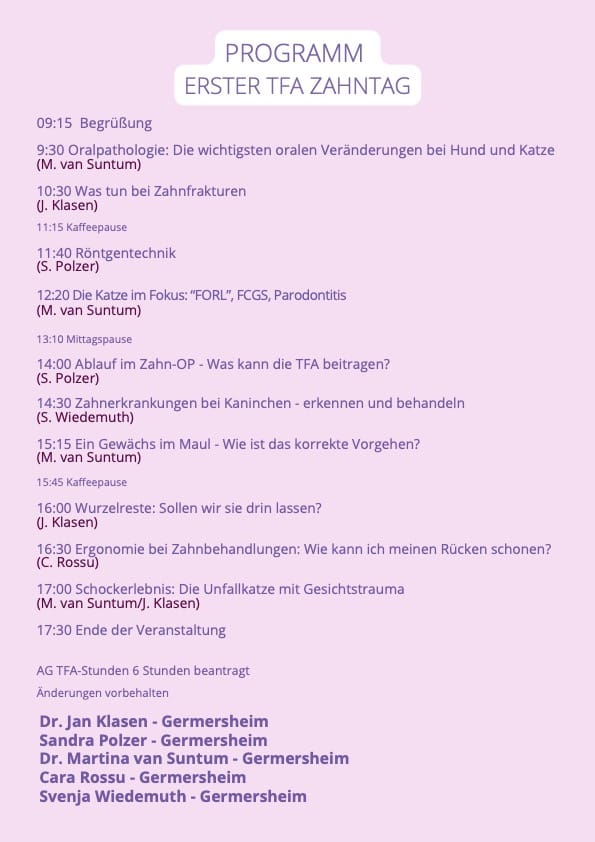 1. Erster TFA Zahntag – 18. April 2026